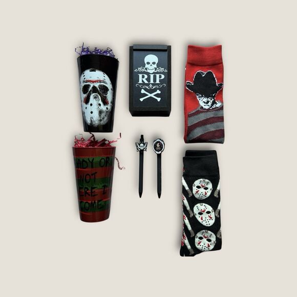 Freddy Socks vs Jason Socks - Ultimate Horror Fan- Care Package/Gift Box - Picture 2 of 9